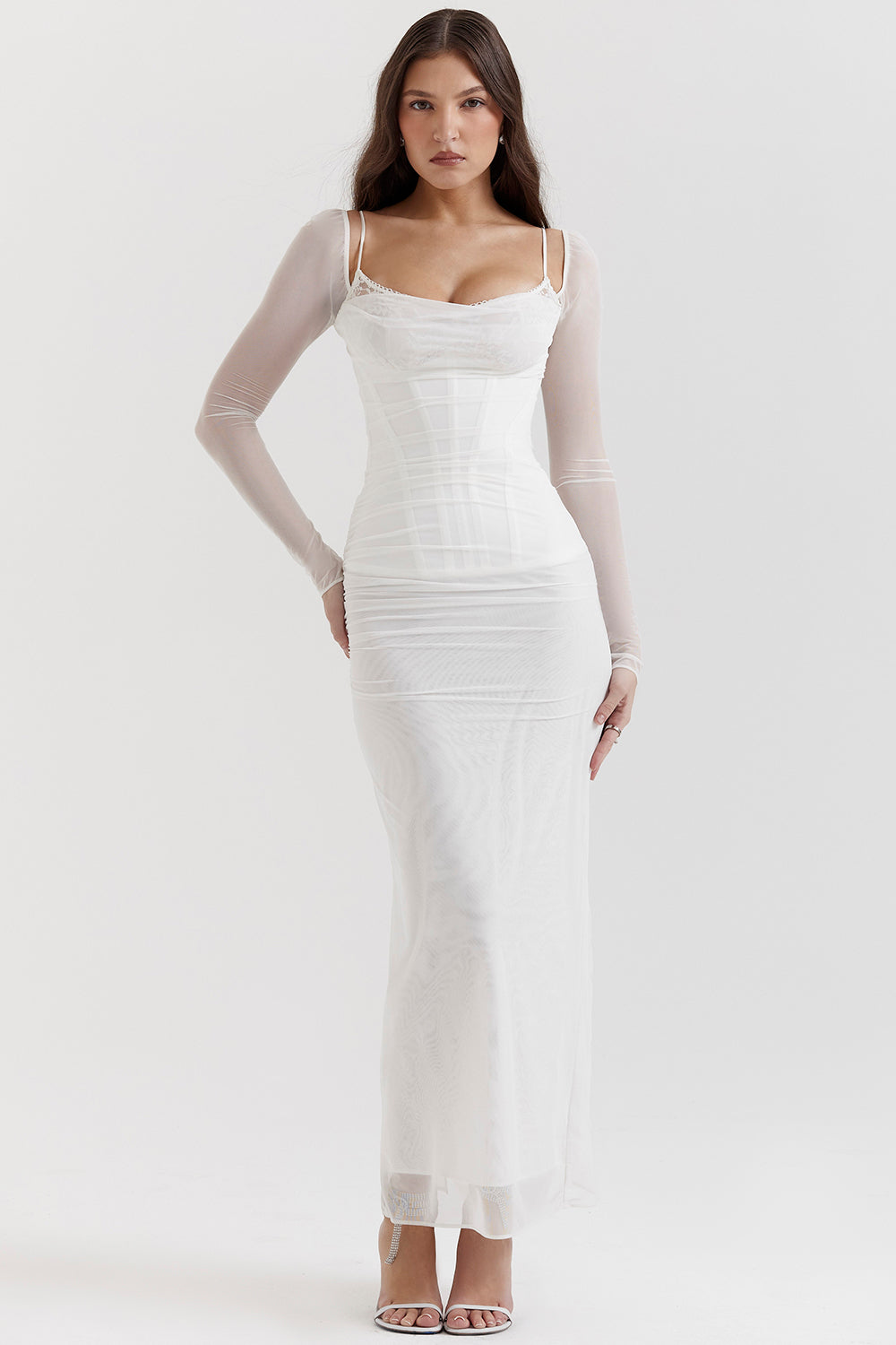 Evangeline | Deep maxi dress with long sleeves