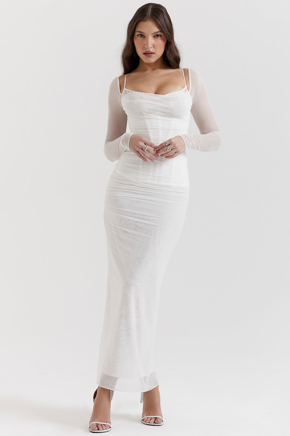 Evangeline | Deep maxi dress with long sleeves