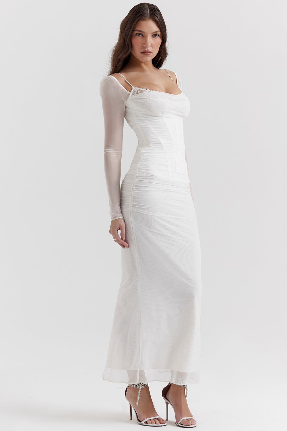 Evangeline | Deep maxi dress with long sleeves