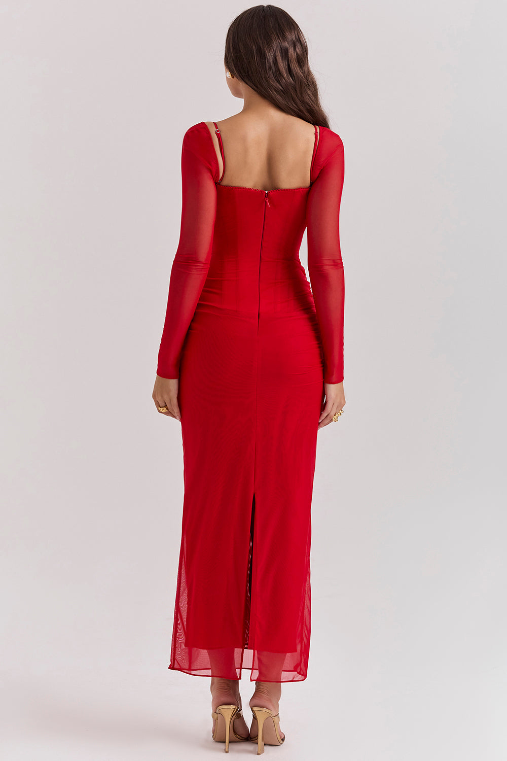 Evangeline | Deep maxi dress with long sleeves