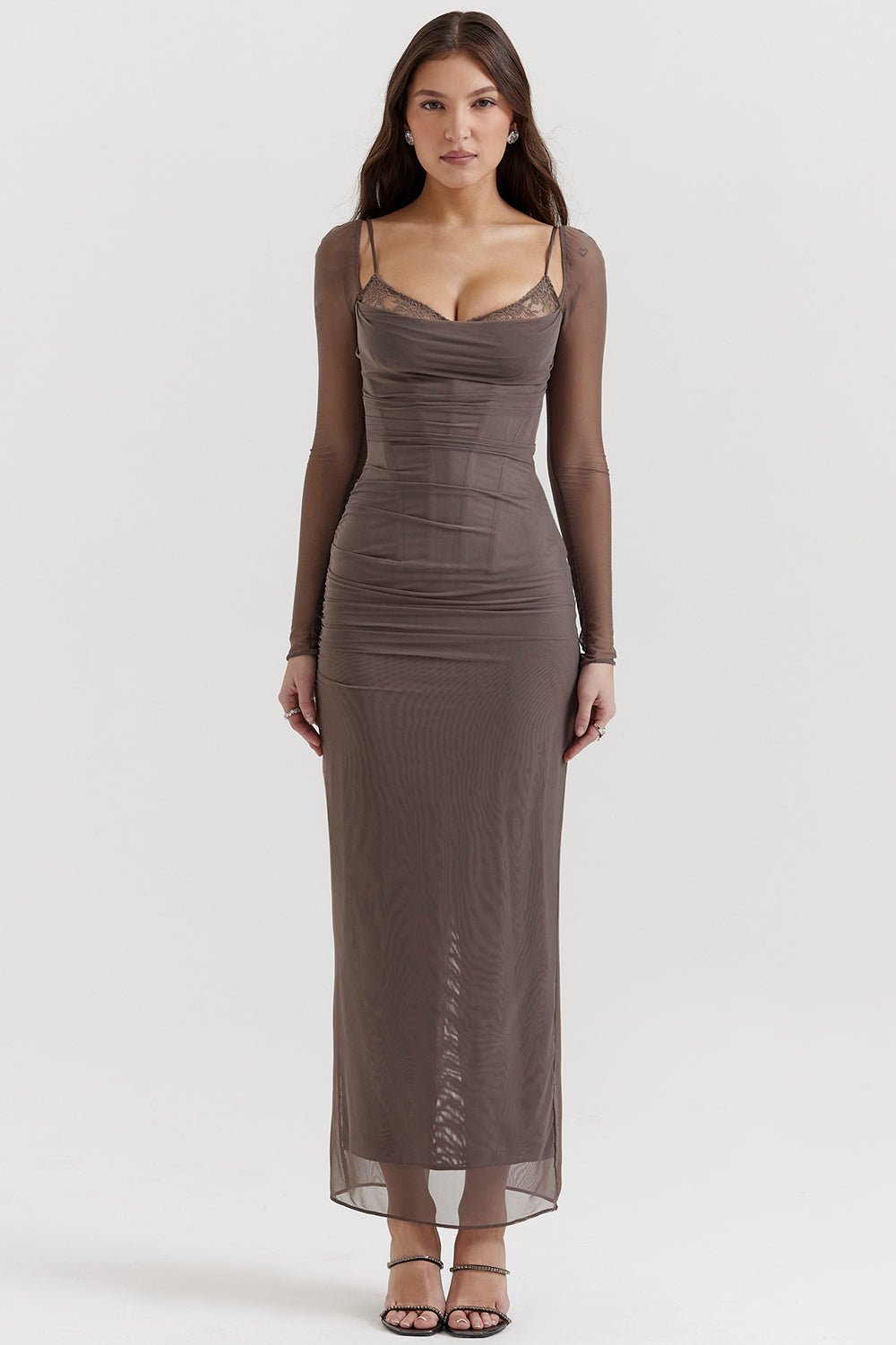 Evangeline | Deep maxi dress with long sleeves