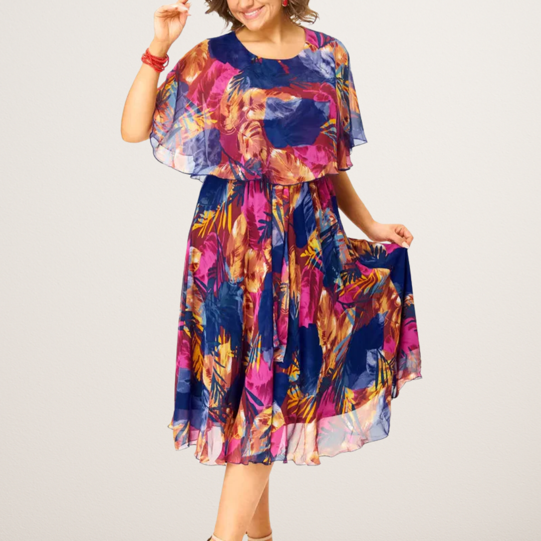 Flowy Chiffon Dress with Belly Support - Luxivelle