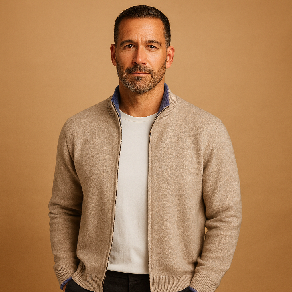 Cozy Mens Zip Up Cardigan Sweater - Luxivelle