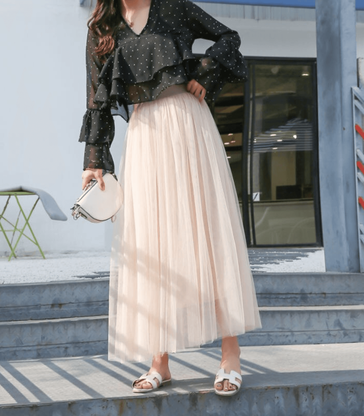 Women's High Waisted Flowy Midi Skirt