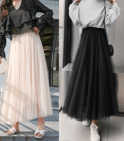 Women's High Waisted Flowy Midi Skirt