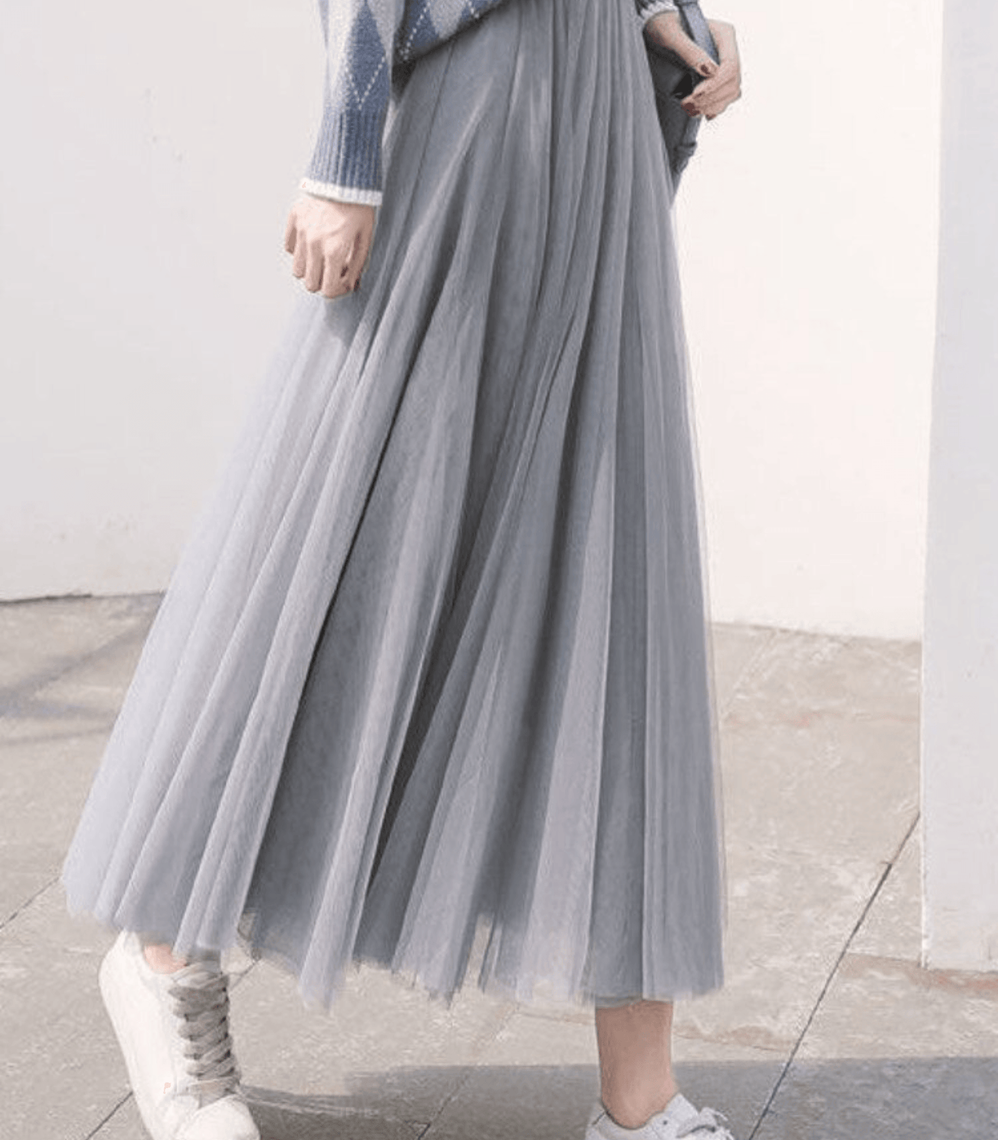 Women's High Waisted Flowy Midi Skirt