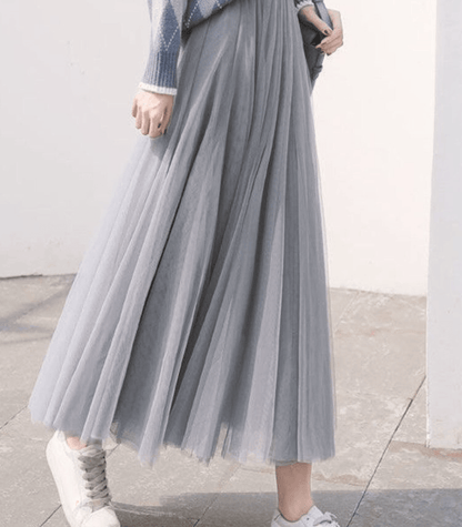 Women's High Waisted Flowy Midi Skirt