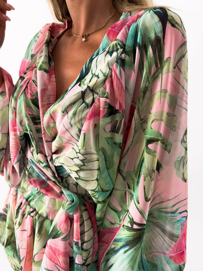 Ladies' Pretty Floral Sleeve Jumpsuit Romper