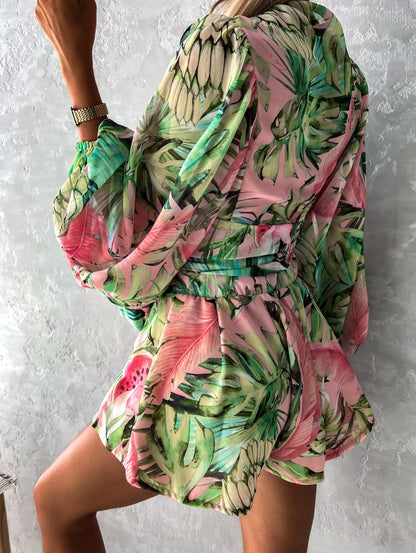 Ladies' Pretty Floral Sleeve Jumpsuit Romper