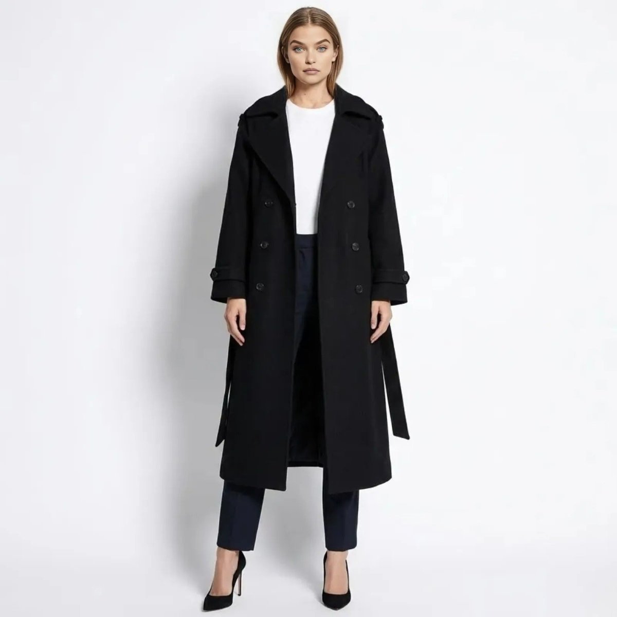 Classic Ladies Long Wool Overcoat - Luxivelle