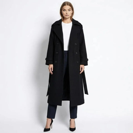 Classic Ladies Long Wool Overcoat - Luxivelle