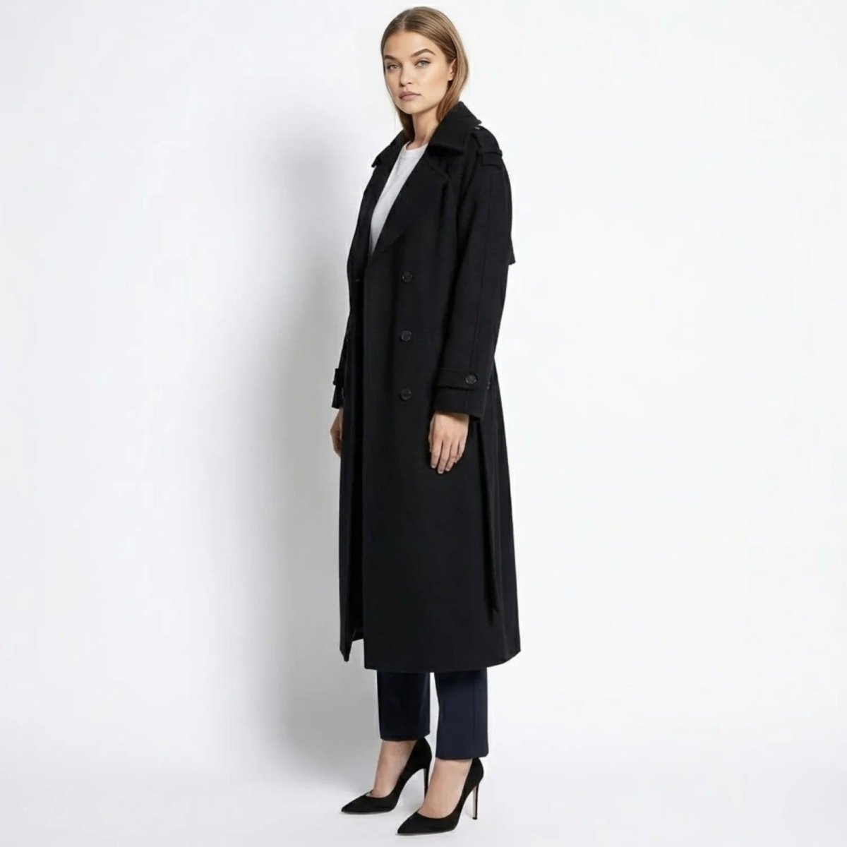 Classic Ladies Long Wool Overcoat