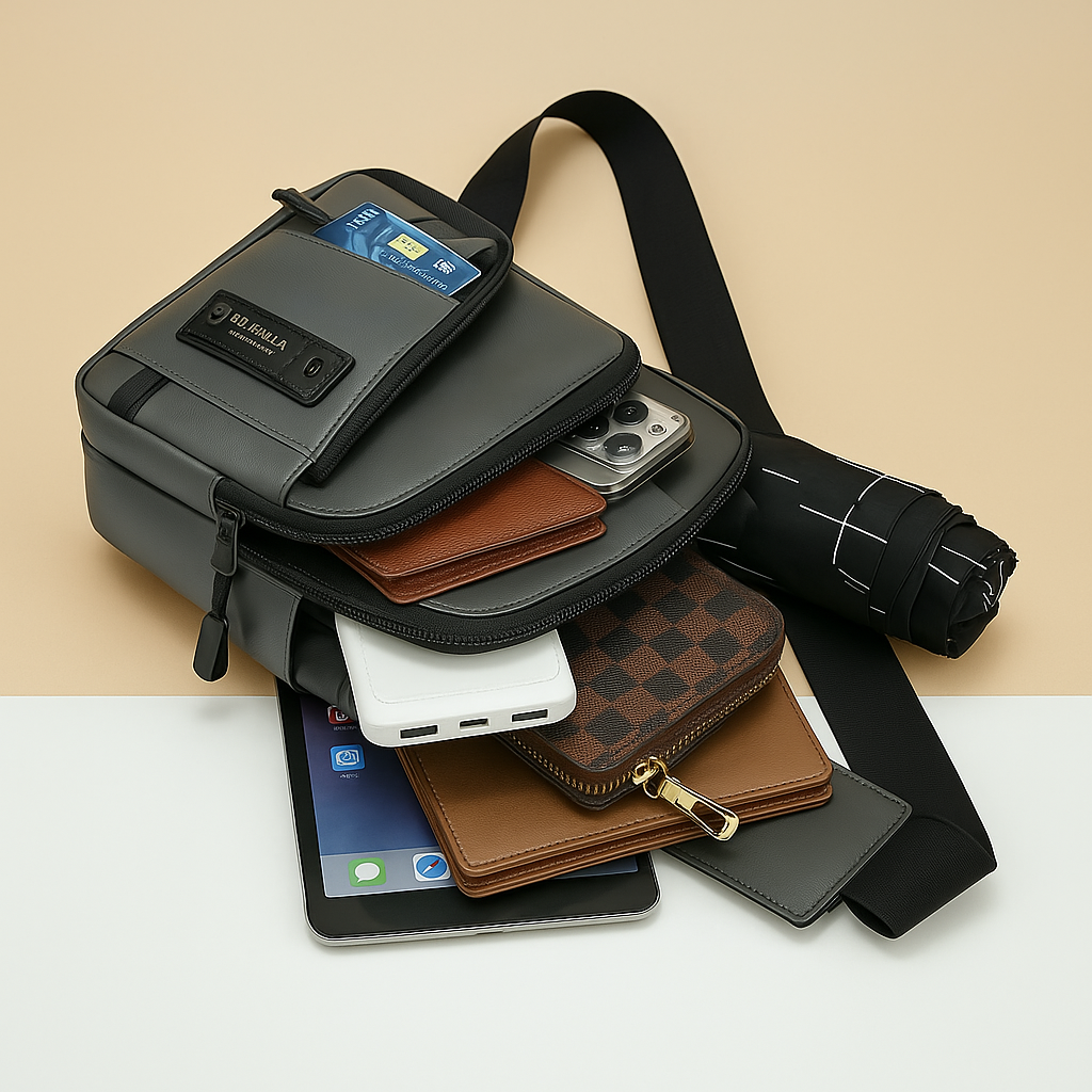 Men’s large anti-theft messenger bag with waterproof compartments, Oxford fabric, and adjustable strap—perfect for professional and daily use