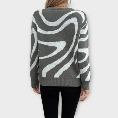 Soft Knit Sweater with Pretty Floral Pattern
