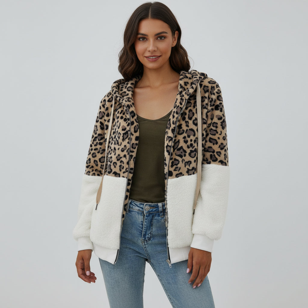 Cozy Leopard Print Hoodie Sweatshirt - Luxivelle