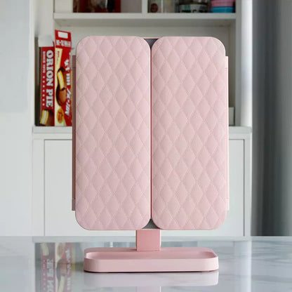 Compact Foldable LED Vanity Mirror with Triple Light