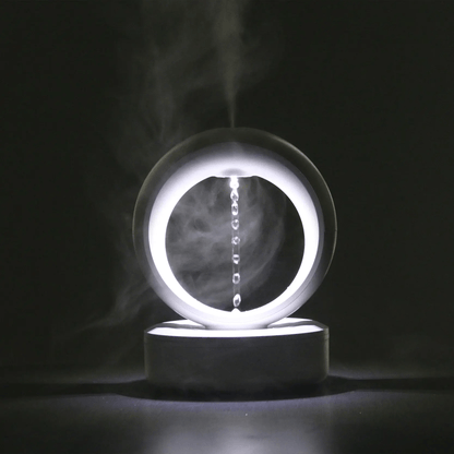 "Levitating Water Droplet Ultrasonic Humidifier with LED light, showing floating droplets effect, perfect for modern decor."