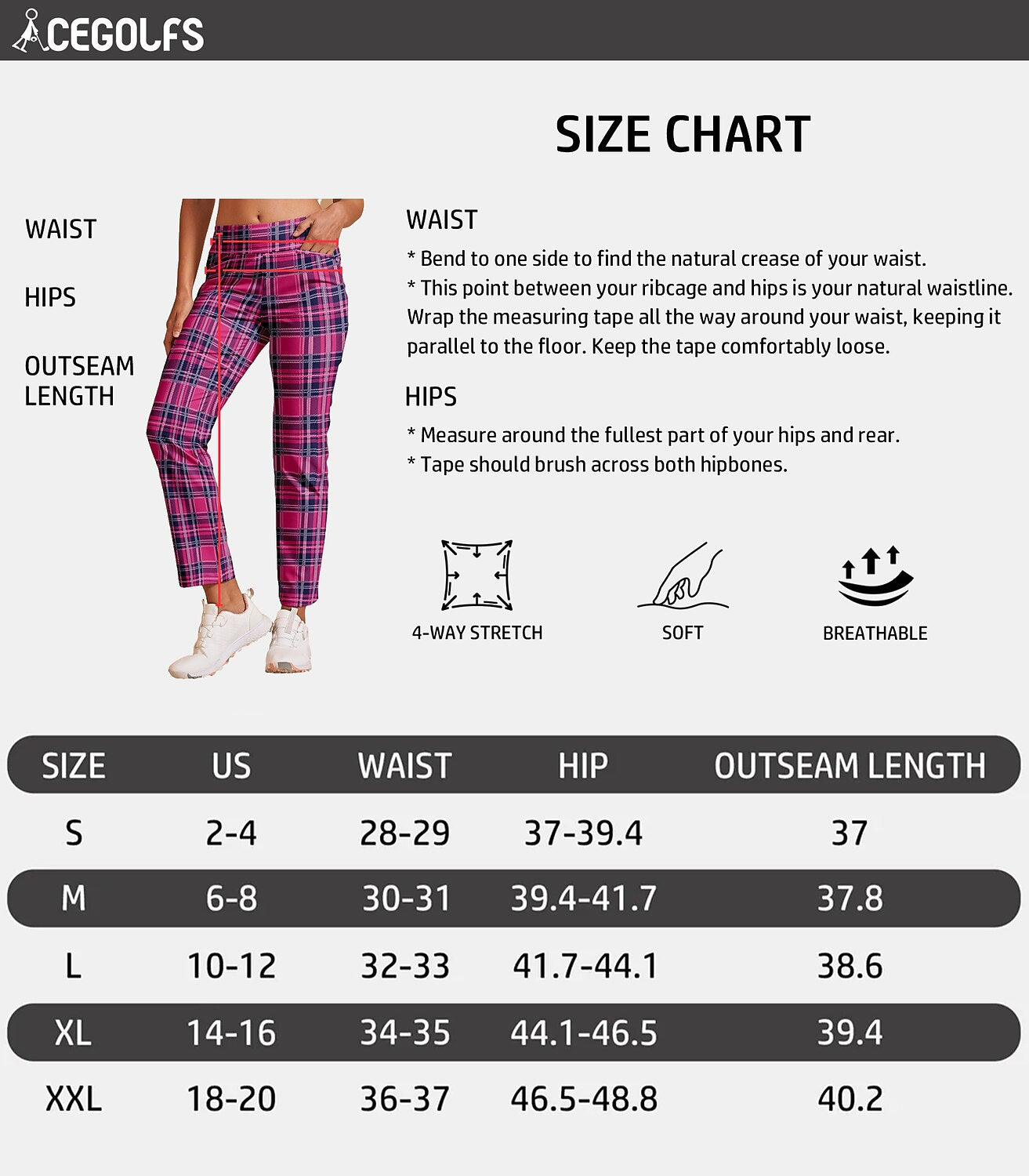 Comfortable 28 Inch Stretchy Slim Fit Ankle Pants
