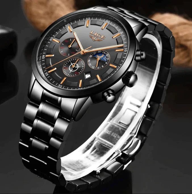 Tactical Black Metal Watch - Strong & Stylish