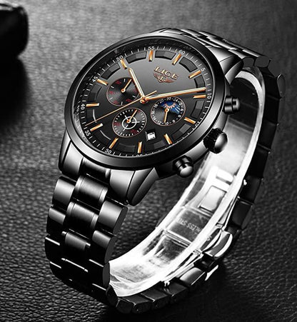 Tactical Black Metal Watch - Strong & Stylish