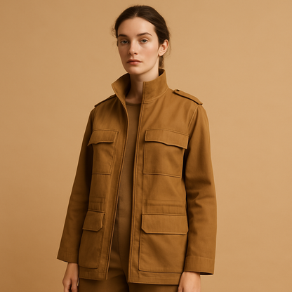 Modern lightweight women’s jacket with zipper and slim fit, perfect for casual wear and layering year-round.