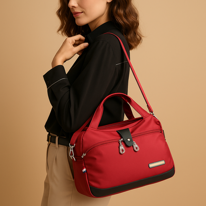 Lightweight messenger bag for women with multiple zippered compartments, hidden anti-theft pocket, and adjustable strap, ideal for travel and everyday use.