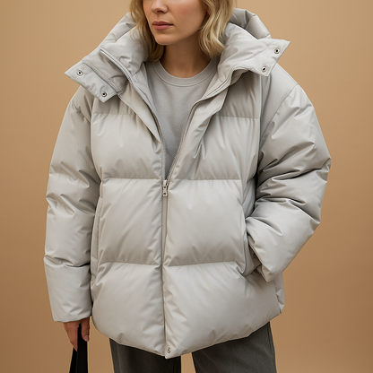 Warm Padded Women's Hooded Coat Maroon - Luxivelle