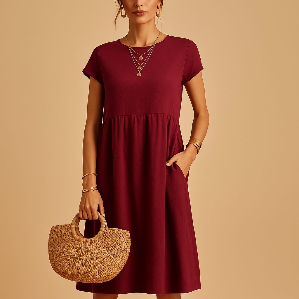 Lightweight summer dress for women with flattering fit and casual-elegant design, ideal for sunny days and eco-conscious fashion.