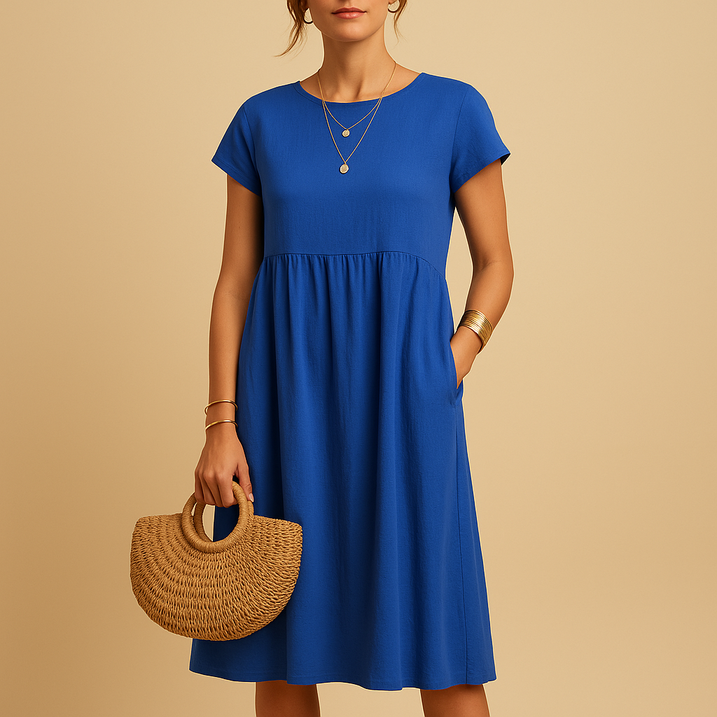 Lightweight summer dress for women with flattering fit and casual-elegant design, ideal for sunny days and eco-conscious fashion.