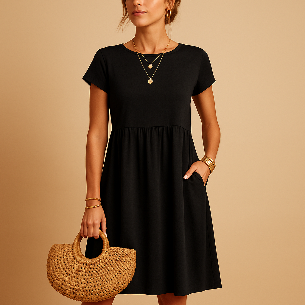 Lightweight summer dress for women with flattering fit and casual-elegant design, ideal for sunny days and eco-conscious fashion.