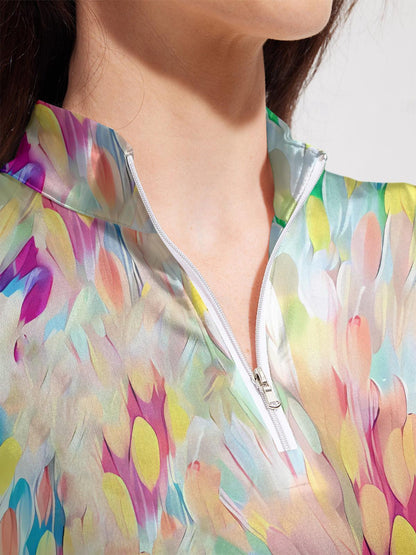 Hyped-up Tropical-Golf Shirt Quarterzip UPF50+ - Acegolfs