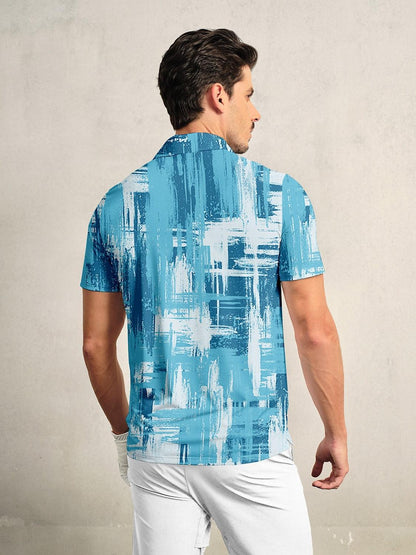 Graphic Print Men's Polo Shirt UPF 50 Protection