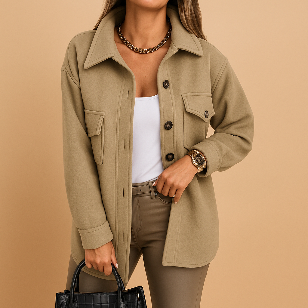 Women’s long winter coat with tailored design in yellow, khaki, white, black, and blue—ideal for elegant and warm seasonal wear