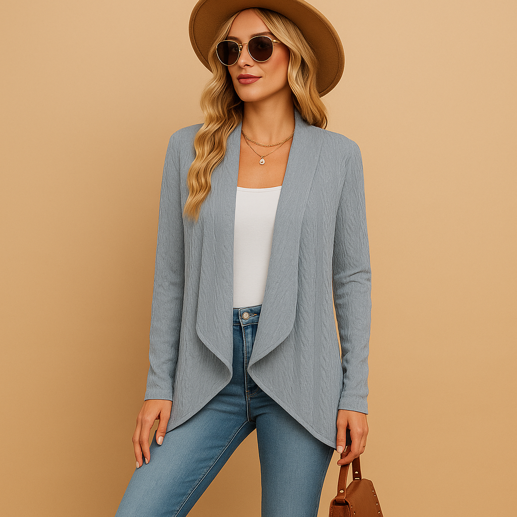 Long knitted cardigan for women in solid colors, perfect for layering in autumn and spring with a chic and cozy look.