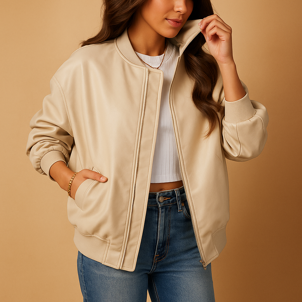 Warm Women's Faux Leather Baseball Jacket - Luxivelle
