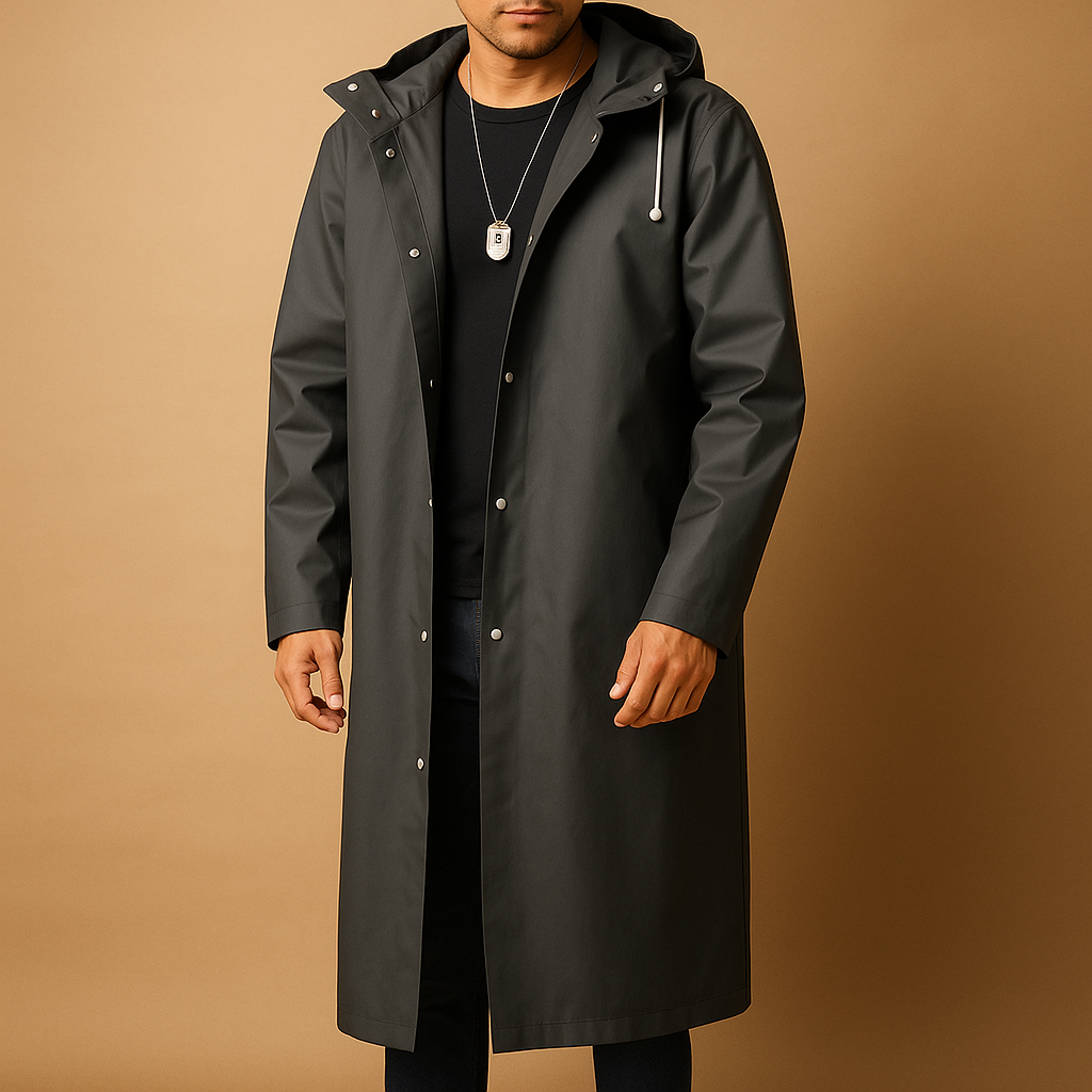 Waterproof Mens Black Rain Coat - Luxivelle