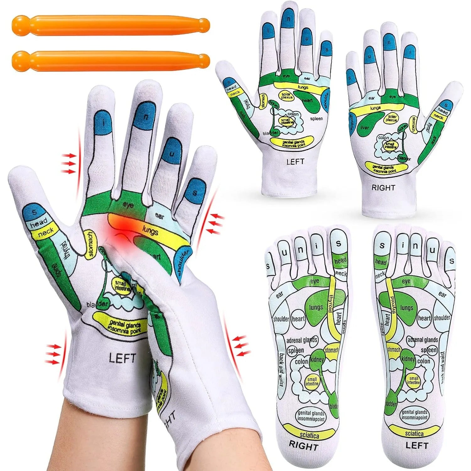 Massage Socks & Gloves Set for Pain Relief Therapy - Luxivelle