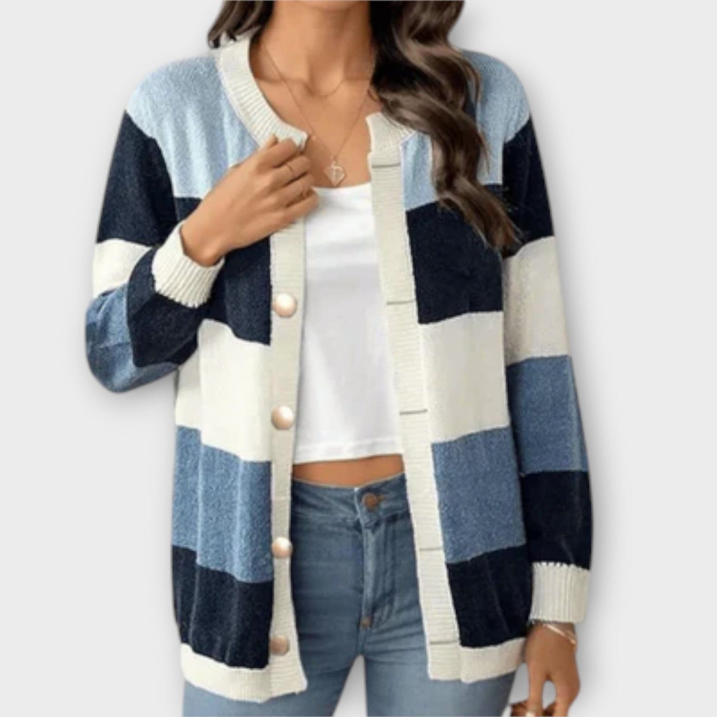 Colorful Knit Stripe Cardigan Sweater