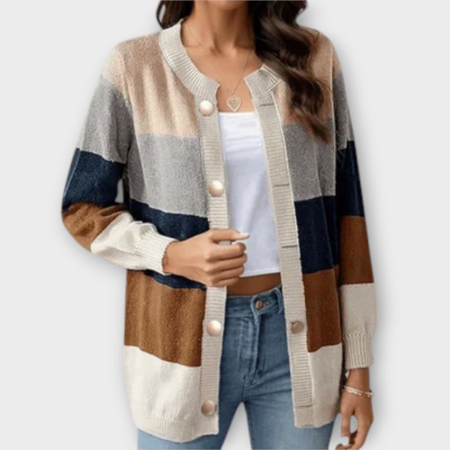 Colorful Knit Stripe Cardigan Sweater