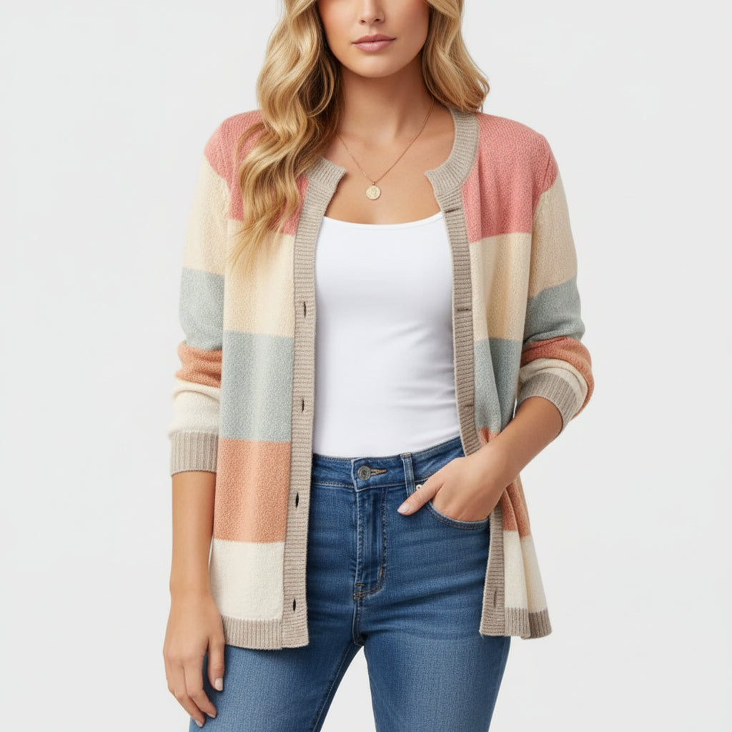 Colorful Knit Stripe Cardigan Sweater - Luxivelle