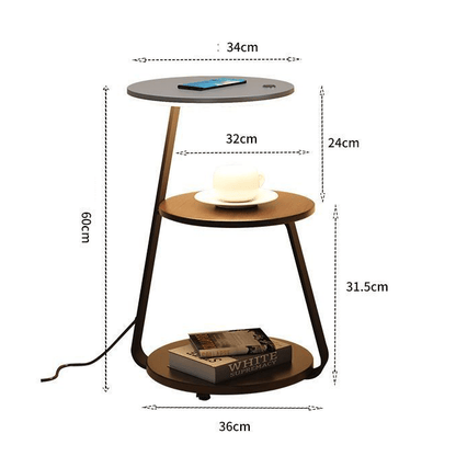 Luxurious double-layered side table with storage; elegant design with durable steel, available in wood or stone finishes.