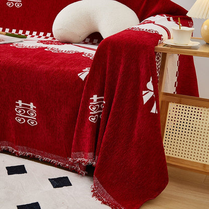 "Luxurious Rosy Sofa Throw Cover; stretchable, durable fabric; protects sofa; elegant design; seamless fit."