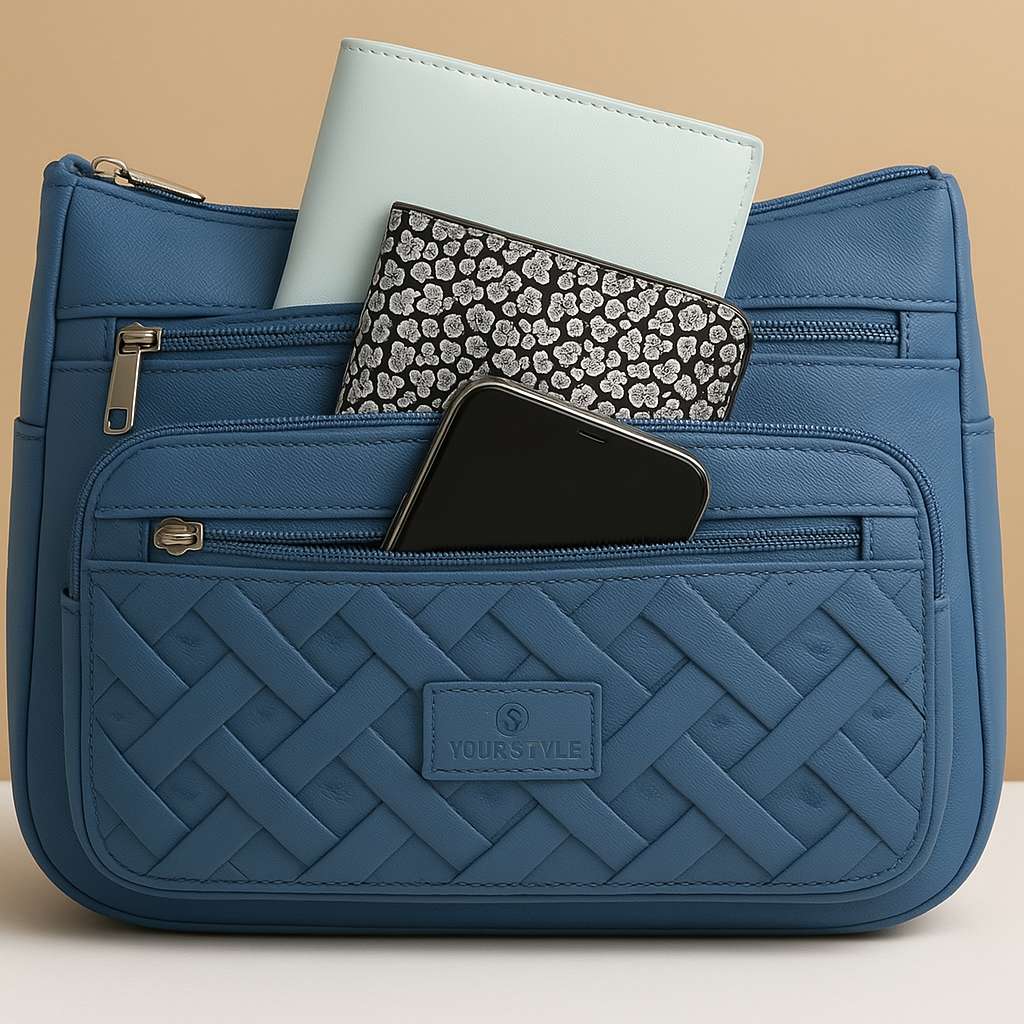 Luxury anti-theft messenger bag for women with zippered compartments and hidden pocket, perfect for travel and everyday use.
