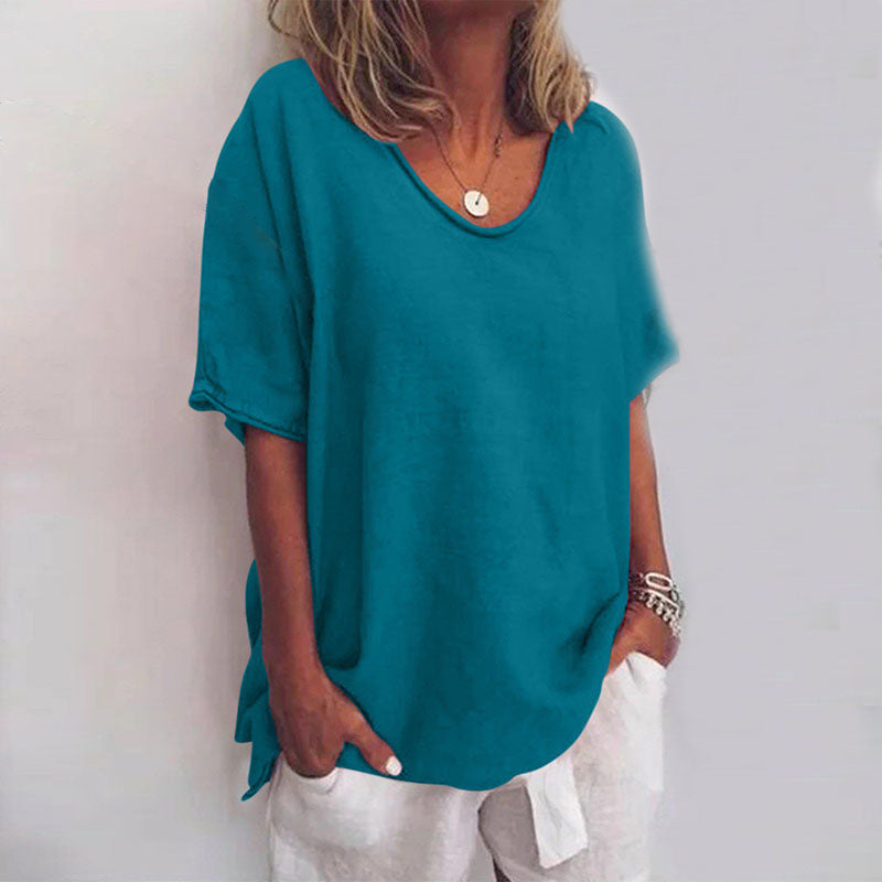 Relaxed Fit Casual Women's Cotton Summer Tee Shirt