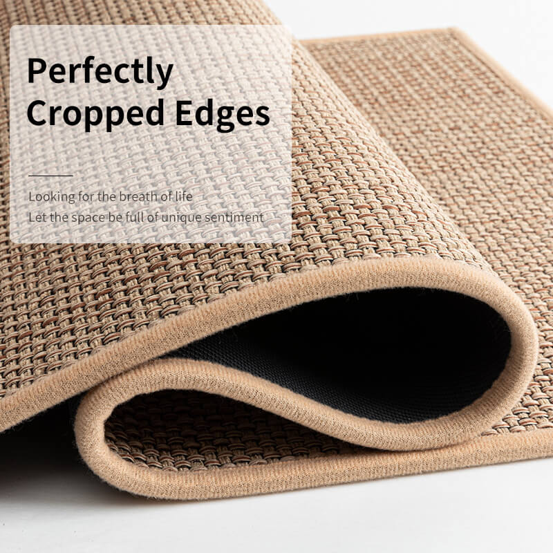 Machine washable woven indoor door mat with a timeless weave pattern, non-slip backing, and plush polypropylene surface.