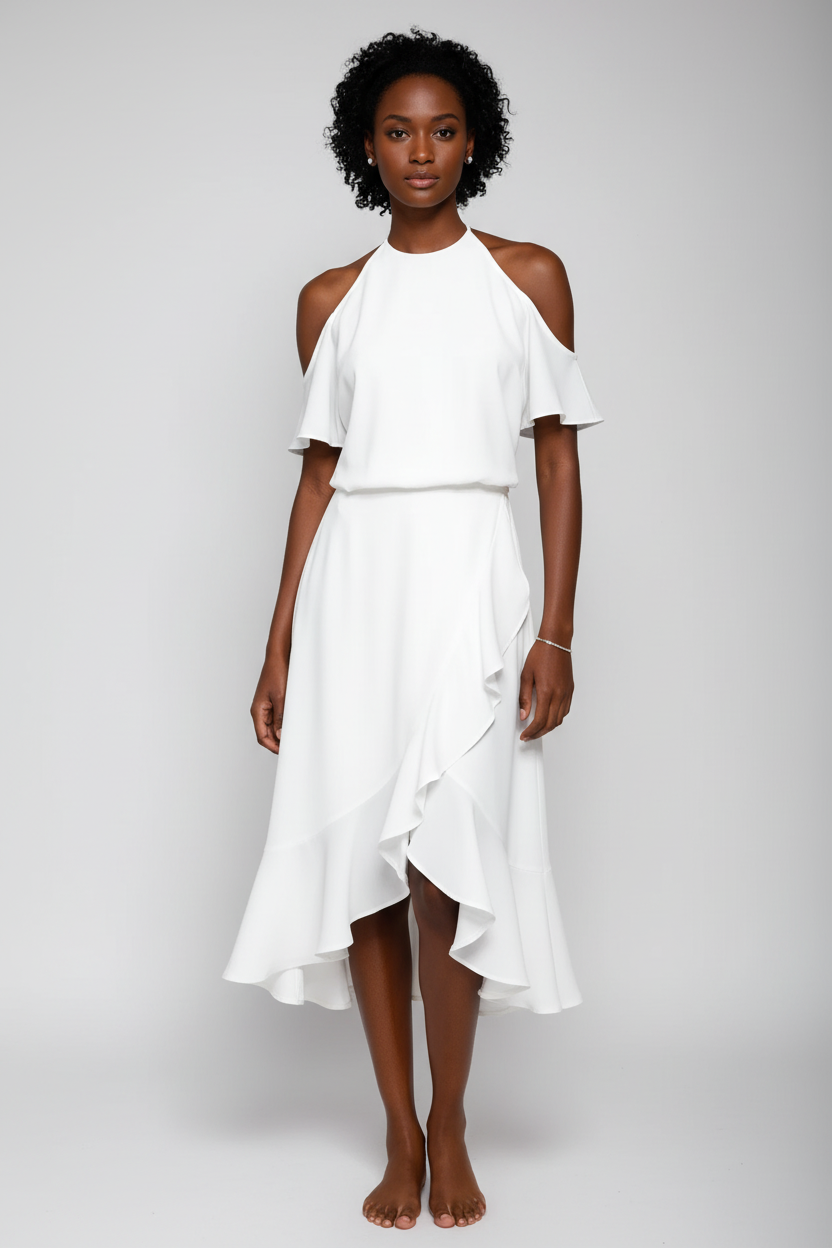 Chic Dress with Trendy Off Shoulder Design - Luxivelle