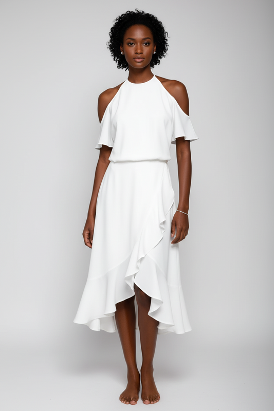 Chic Dress with Trendy Off Shoulder Design - Luxivelle