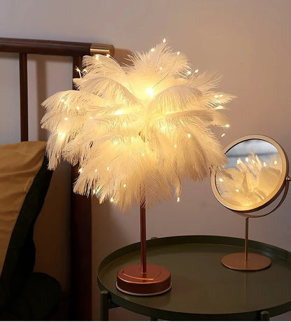 Tropical Leaf Table Desk Lamp, USB Rechargeable