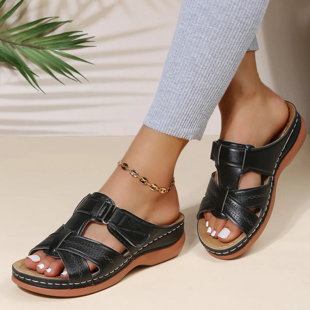 Vintage Style Comfortable Wedge Sandals