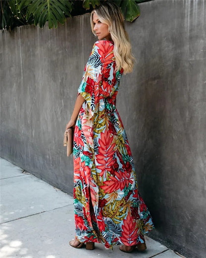 Bohemian Floral Long Kimono Dress